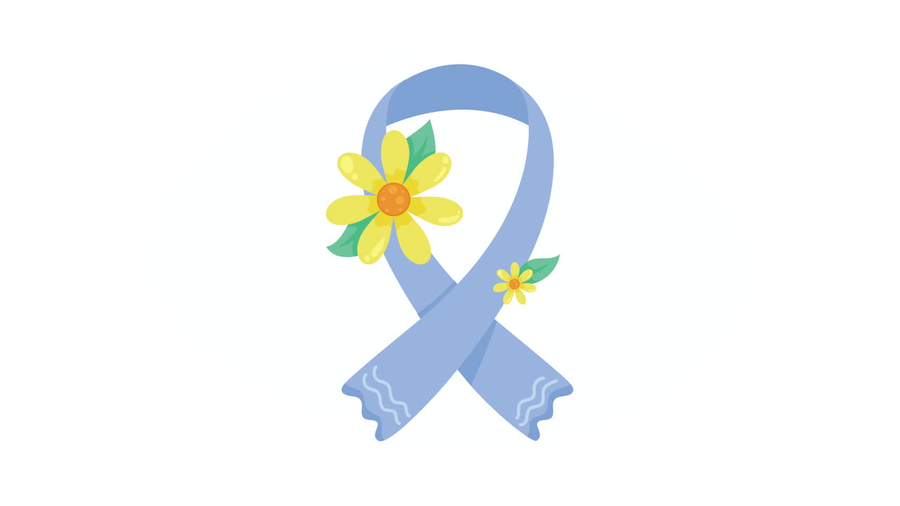 파란 리본 캠페인과 꽃 애니메이션