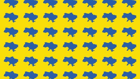 blue ukraine country map animated pattern on a yellow  background. simple politic motion graphic seamless loop background