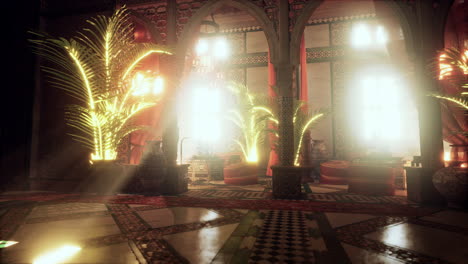 mystical moroccan palace interior at night