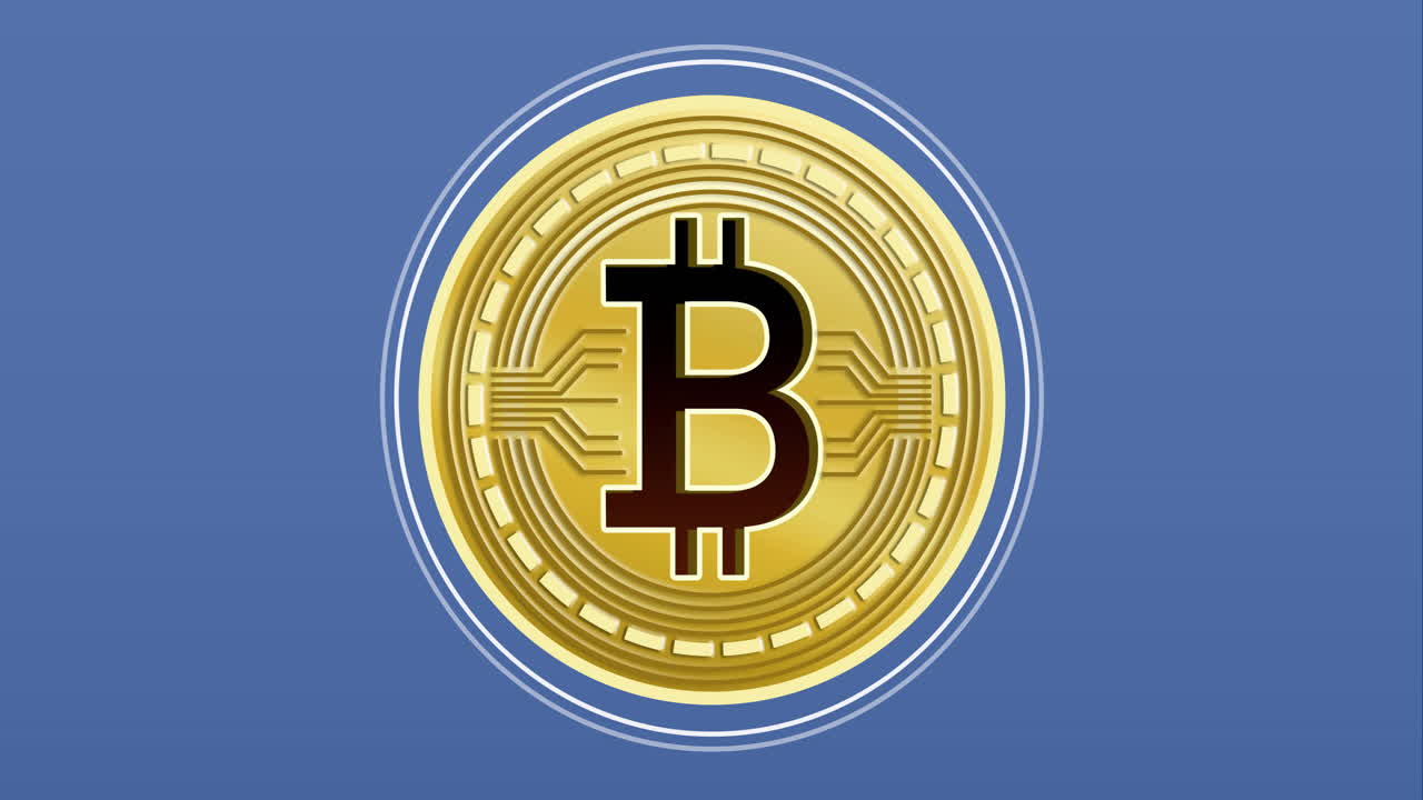 animación del procesamiento de datos financieros de bitcoin sobre un fondo azul