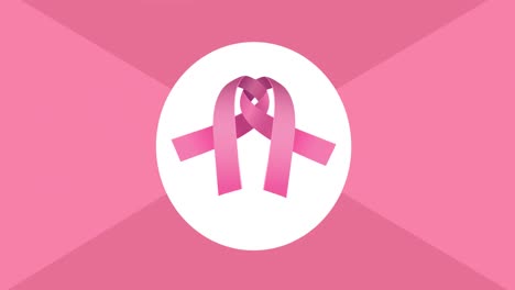 Animation-of-pink-ribbon-logo-appearing-on-pink-background