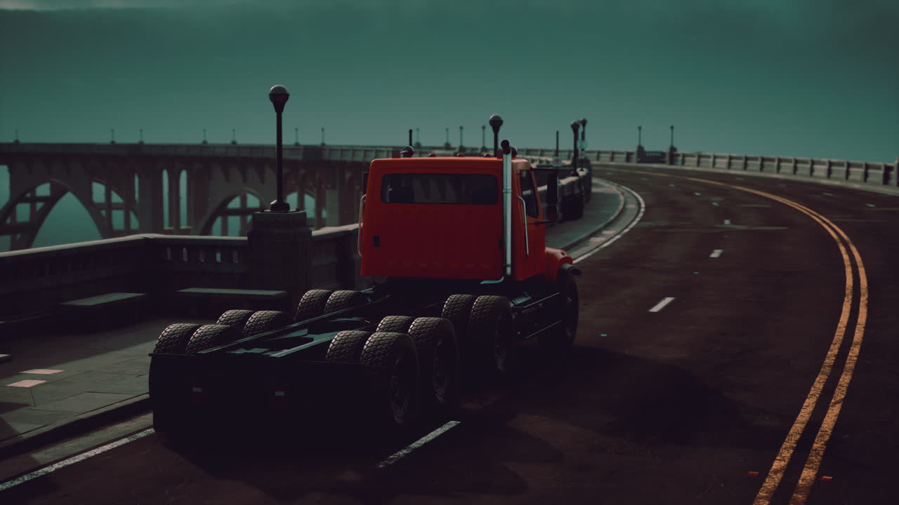 다리에 큰 트럭 트럭