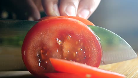 slicing a tomato