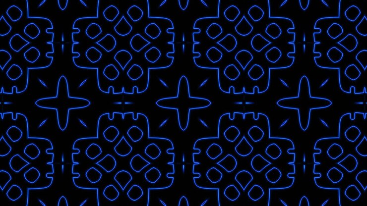 Abstract blue geometric seamless pattern background. Abstract Stripes Kaleidoscope Loop. Fast Psychedelic Colorful Kaleidoscope VJ background. Disco Abstract Motion Background. Kaleidoscope effect