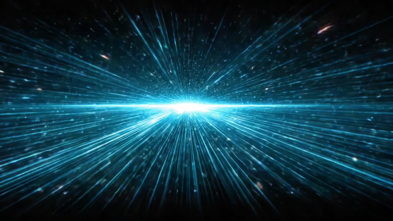 A Stunning Visual Representation of Light and Energy Rays Expanding from a Central Point, Creating a Cosmic Atmosphere Full of Dramatic Motion and Brightness