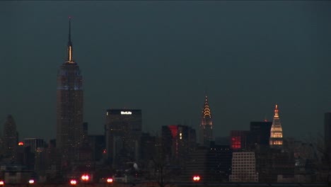 an afterdark shot of new york's landmark buildings