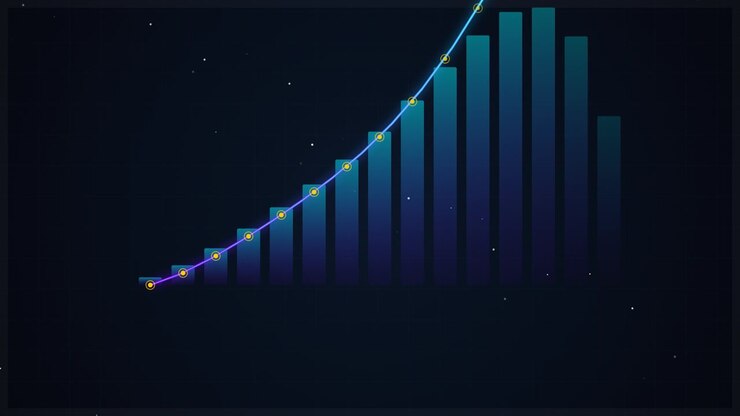 Animated Bar Chart Showing Exponential Growth with Glowing Trend Line
