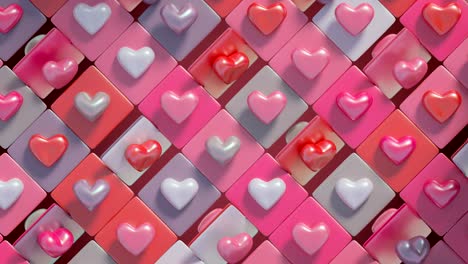 glossy hearts 3d render seamless loop animation
