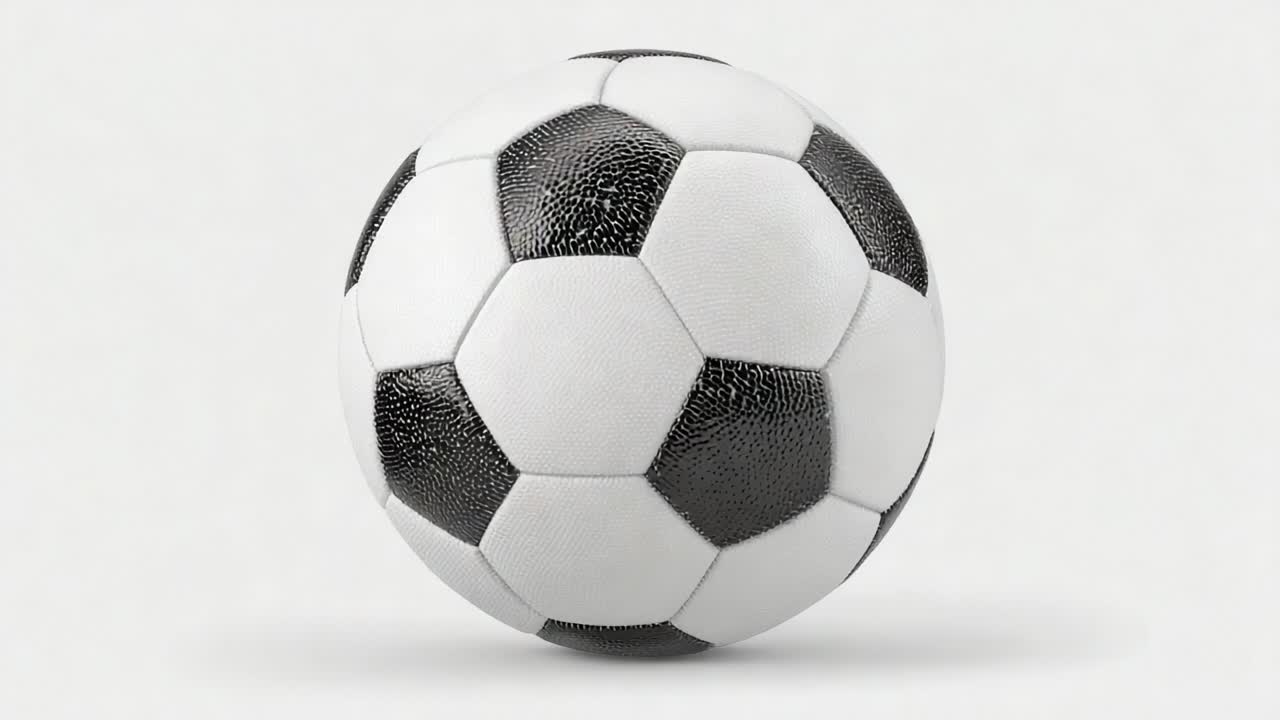 Zwei Aufnahmen eines klassischen Fußballs, aus verschiedenen Blickwinkeln festgehalten, die sein markantes Sechseckmuster und seine strukturierte Oberfläche hervorheben – perfekt für Sportbegeisterte und grafische Anwendungen.