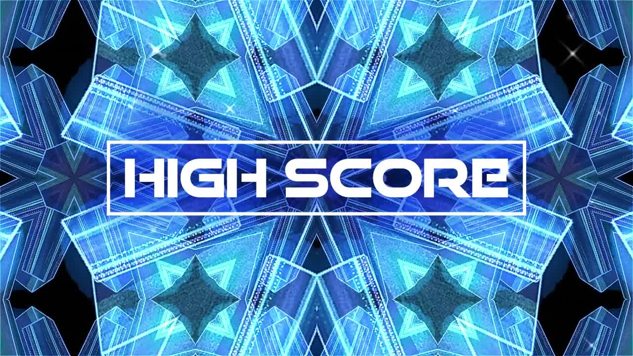 빨간색 배경에 디지털 산 위에 높은 점수 텍스트의 애니메이션