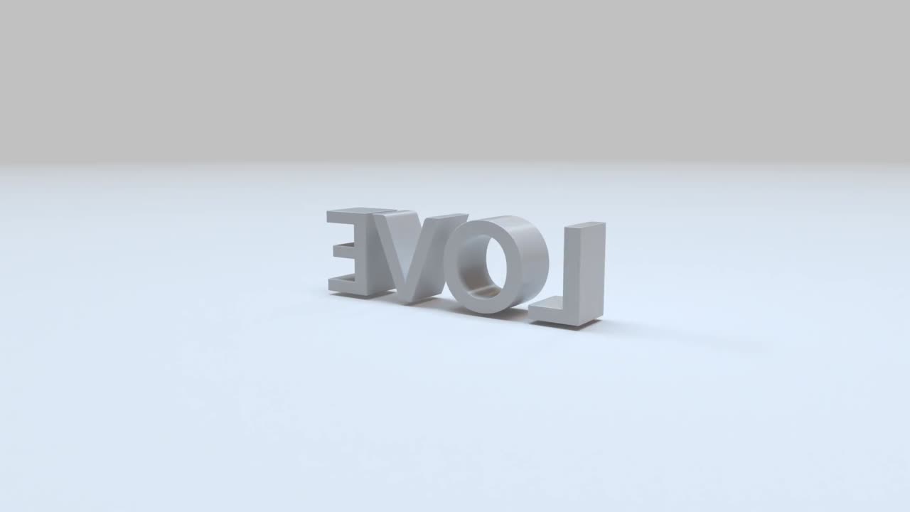 Three-dimensional design of the word LOVE rotating 360 degrees