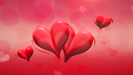 volar corazones rojos de san valentín en el cielo nublado