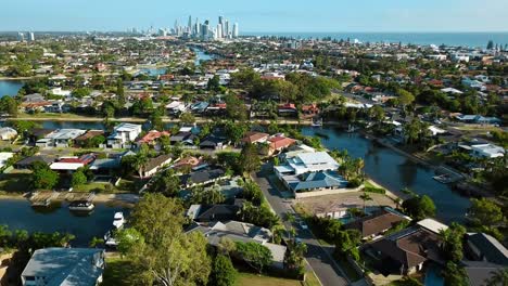 Panoramic-view-from-above-of-taken-by-drone-flying-over-Surfers'-Paradise