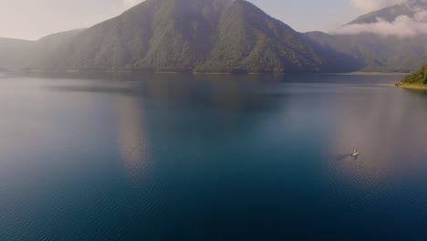 drone footage around the lakes near mt fuji in japan shizuoka, japan