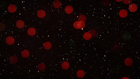 composición de video con nieve sobre luces borrosas