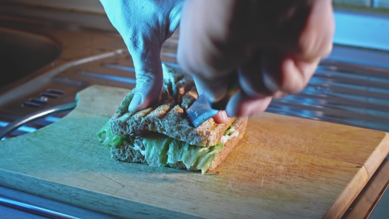 hamburguesa tostada anabólica cortada y plana con relleno de verduras saludables