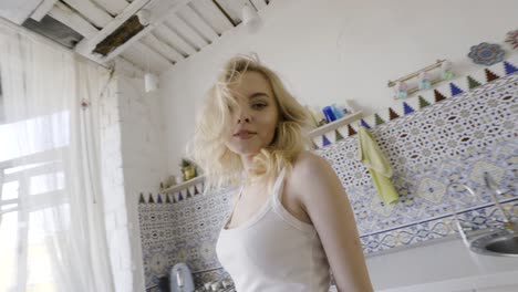 young woman in a kitchen