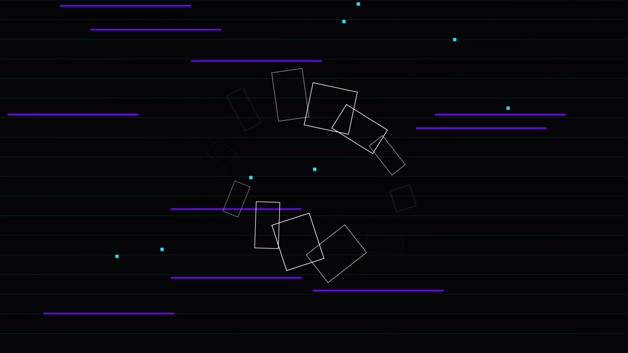 Abstract Motion Graphics with Rotating Rectangles and Floating Particles