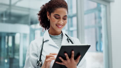 female doctor using a tablet in a hospital