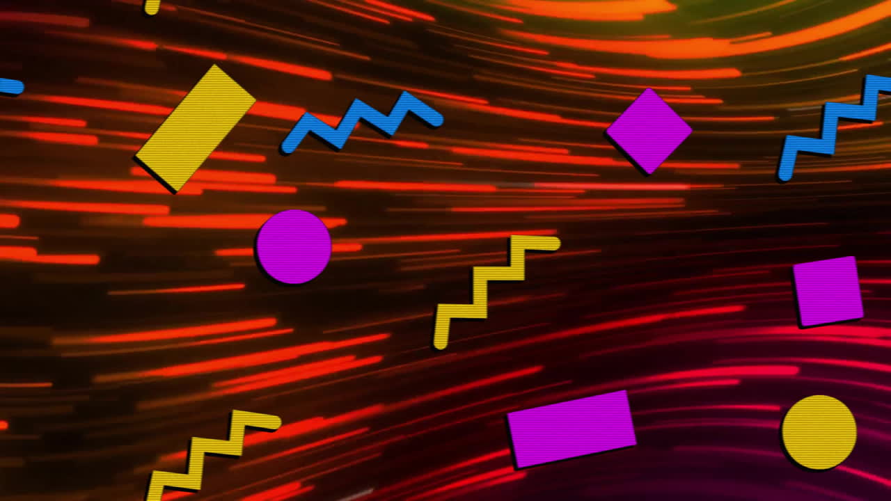 animación de formas que se mueven sobre senderos de luz roja sobre fondo negro