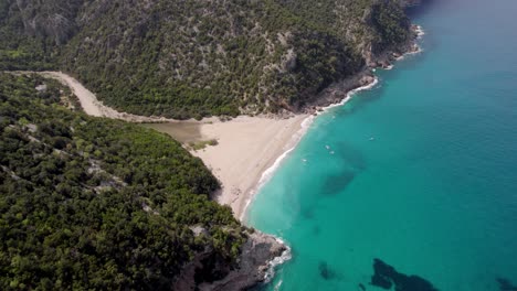 aerial view of a secluded beach with turquoise water