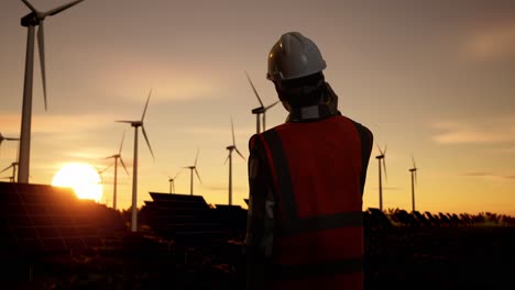 renewable energy engineer at sunset