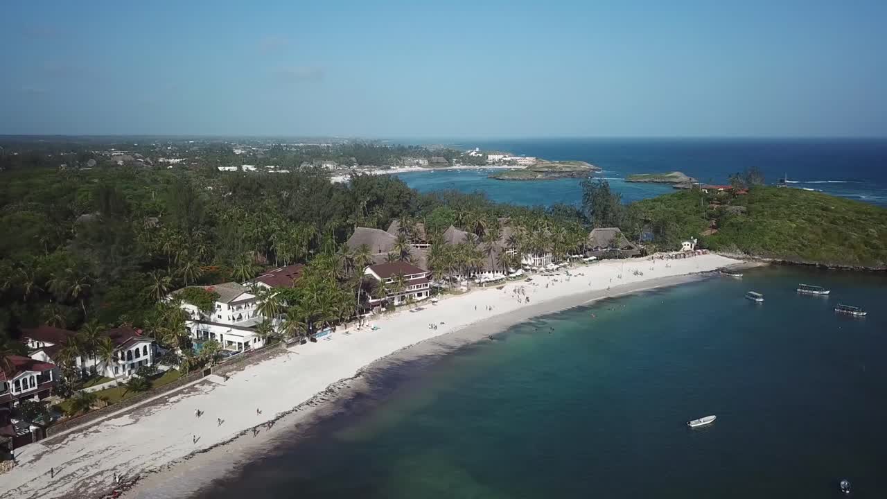 Luxury hotels and resort on Watamu Beach, famous holiday destination in Kenya, Africa - aerial drone