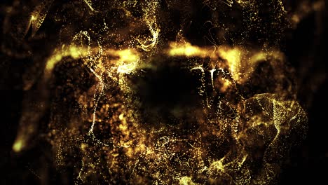 golden particles shining stars dust bokeh glitter awards dust abstract background. futuristic glittering in space on black background.