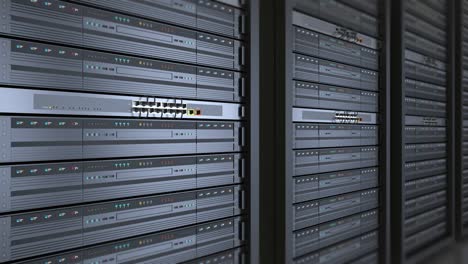 close up server racks in a modern data center. seamless loop.