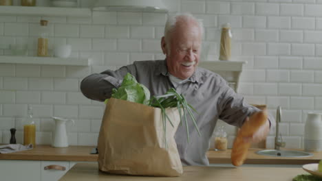 senior man shopping for groceries