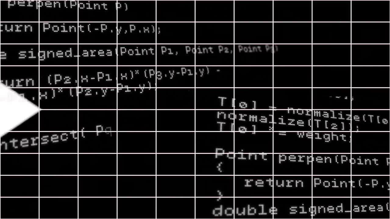 Animation of data processing over white arrows on black background