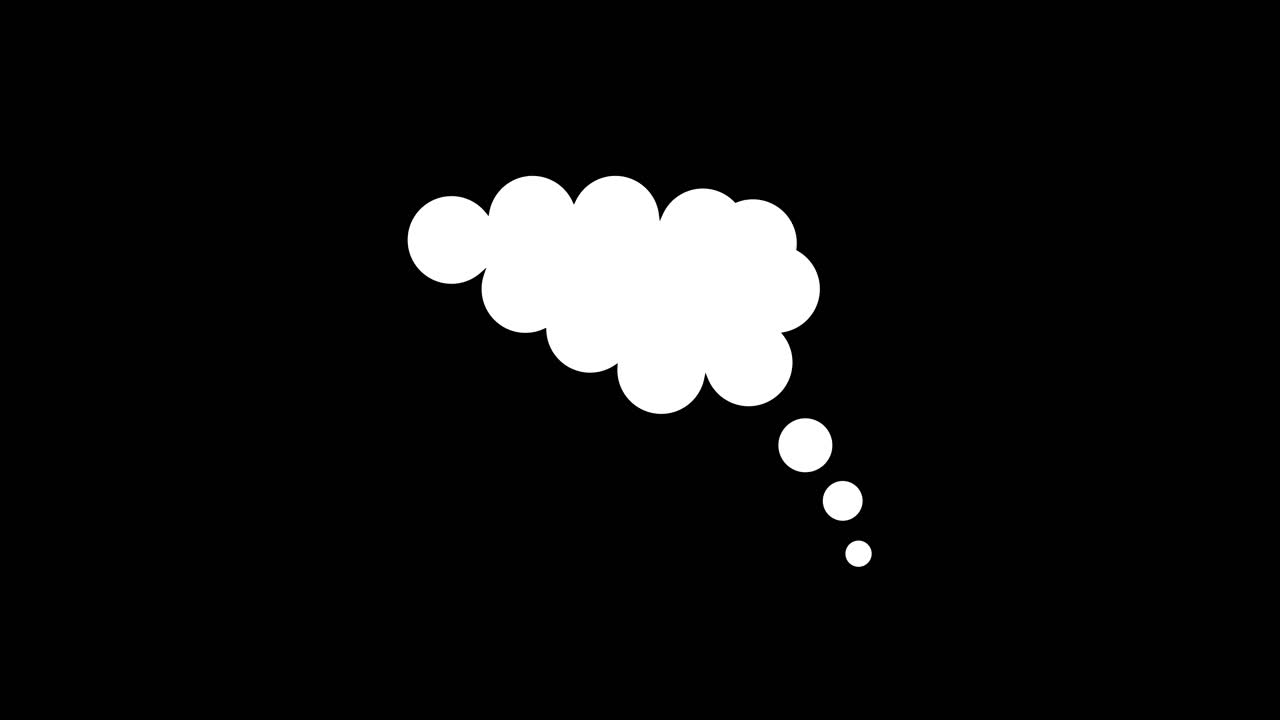 Animated Thought Bubble Forming on Black Background