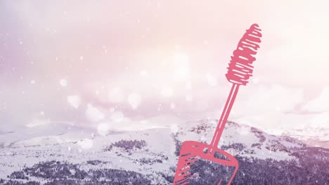 animation of mascara icon over snow falling