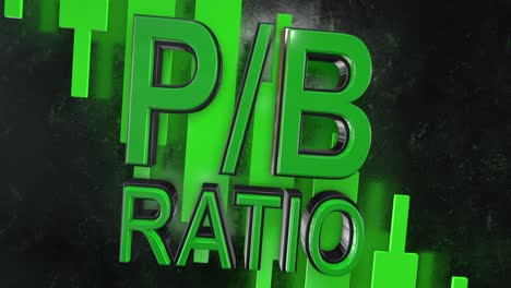 p/b ratio price-to-book ratio 3d title animation for stock market