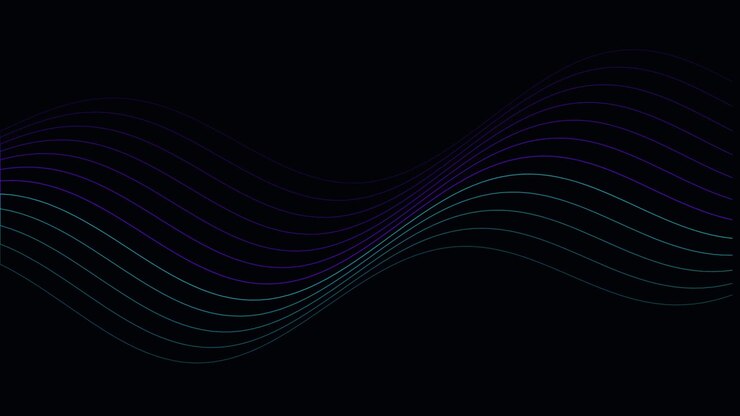 Abstract Flowing Gradient Lines on Black Background