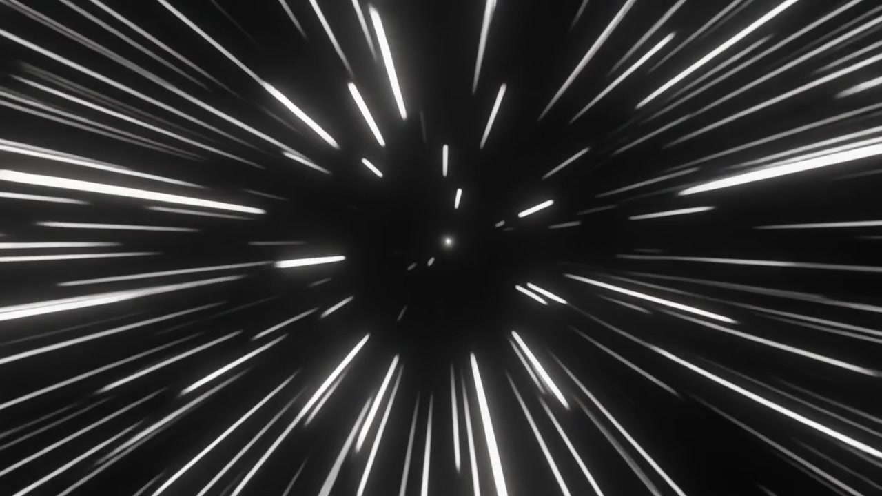 Abstract Warp Speed Effect with Glowing White Light Streaks
