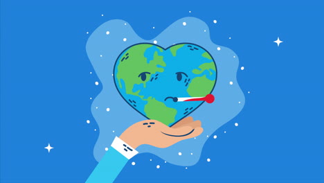 international health day with world planet heart character