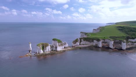 the drone aerial footage of old harry rocks.