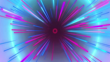 animación de rastros de luz de neón púrpura y círculos sobre fondo negro