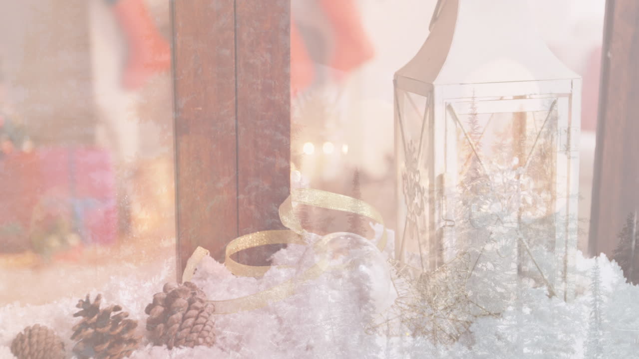 겨울 풍경 과 크리스마스 장식 의 비디오