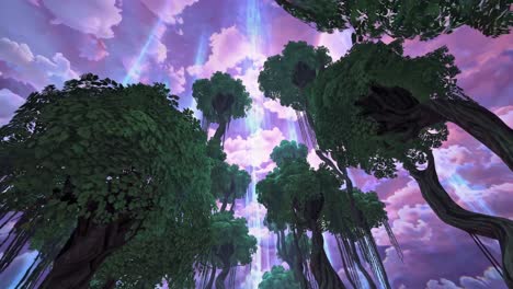 fantasy forest upward view