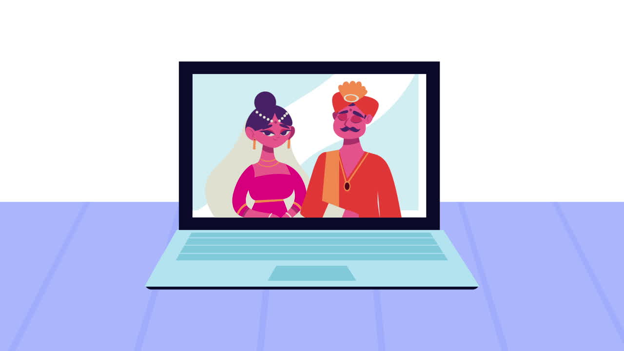 Virtual Indian Wedding on Laptop