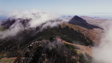 panoramic aerial view about one of the highest endpoint at porto santo island, portugal