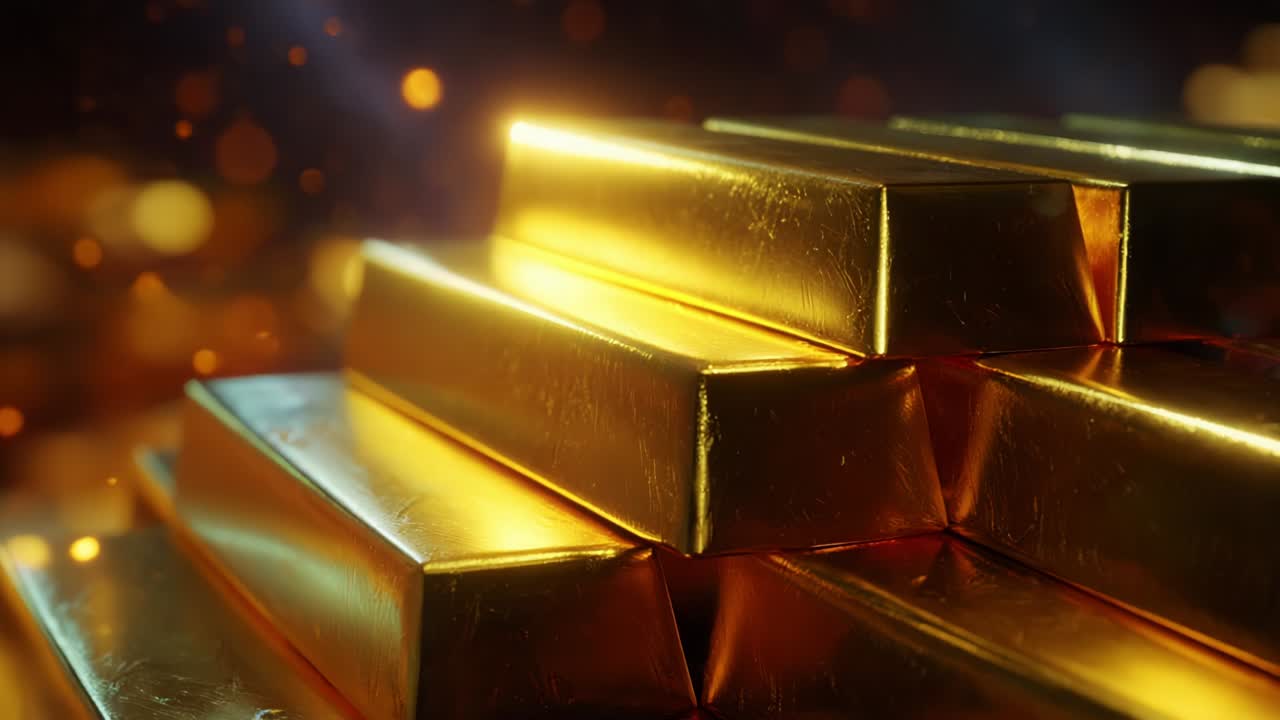 Stunning Glittering Gold Bars Shimmering Under Soft Lighting, Capturing the Essence of Wealth and Luxury in a Mesmerizing Display of Richness and Elegance Perfect for a Wealth Showcase or Investment Theme