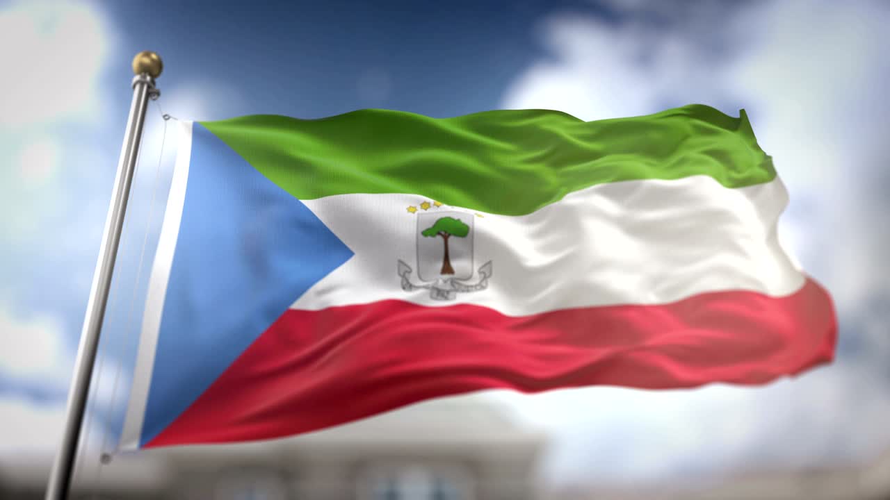 에토리얼 기니의 발이 느리게 흔들리는 3d 렌더링 파란 하늘 배경 - 원활한 루프 4k