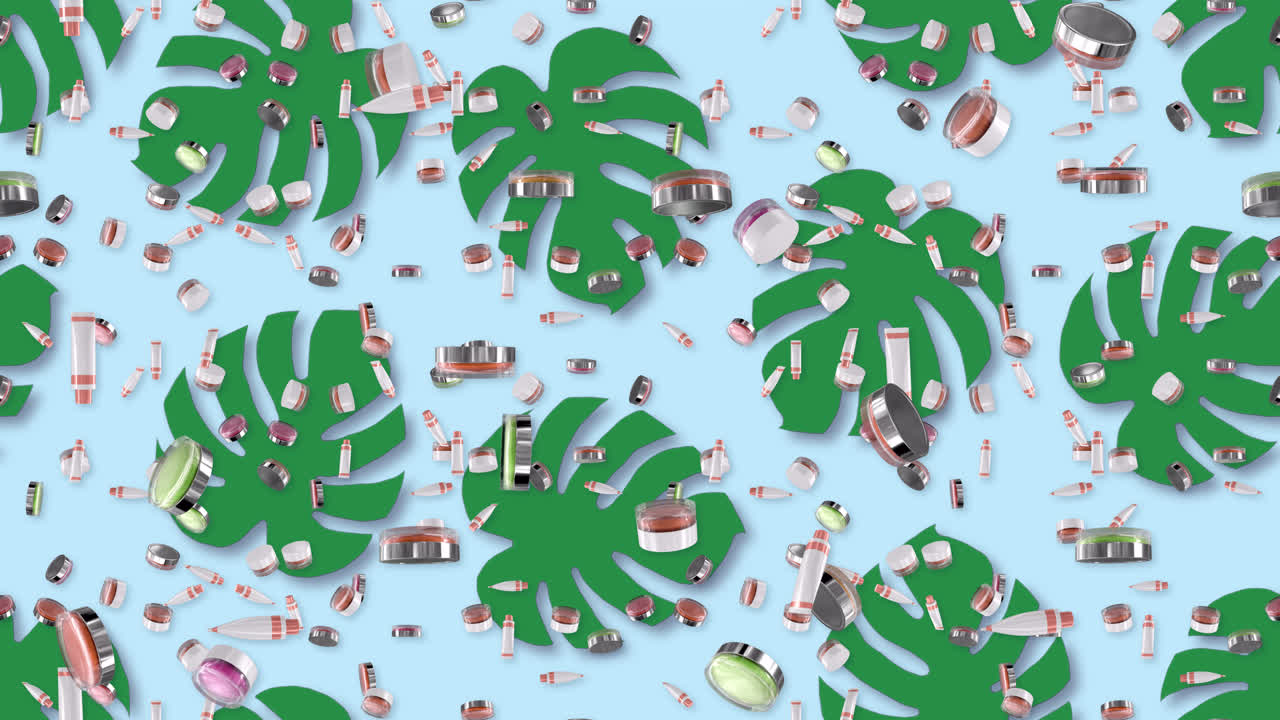 피부 관리 미용 제품 루프 타일 낙하 배경 자연