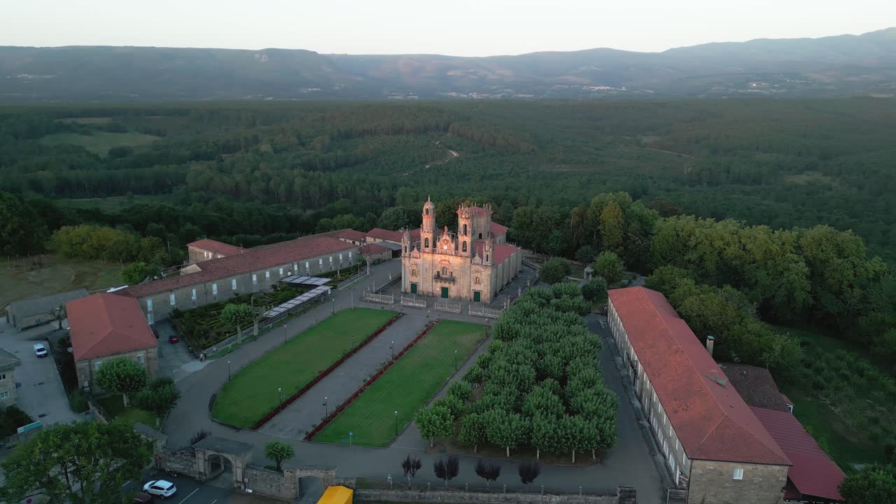 Outstanding Aerial Shot Of Milagros Temple And The Surroundings At Sunset