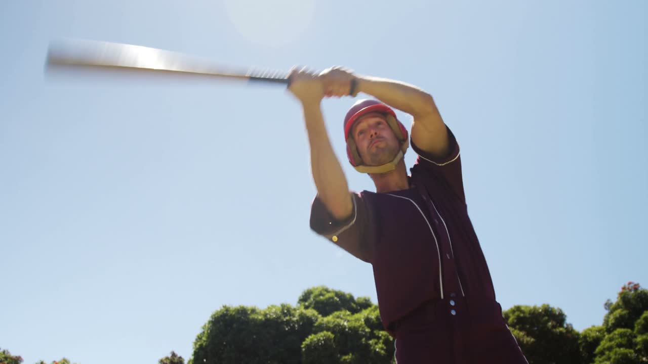 Batter hitting ball during practice session