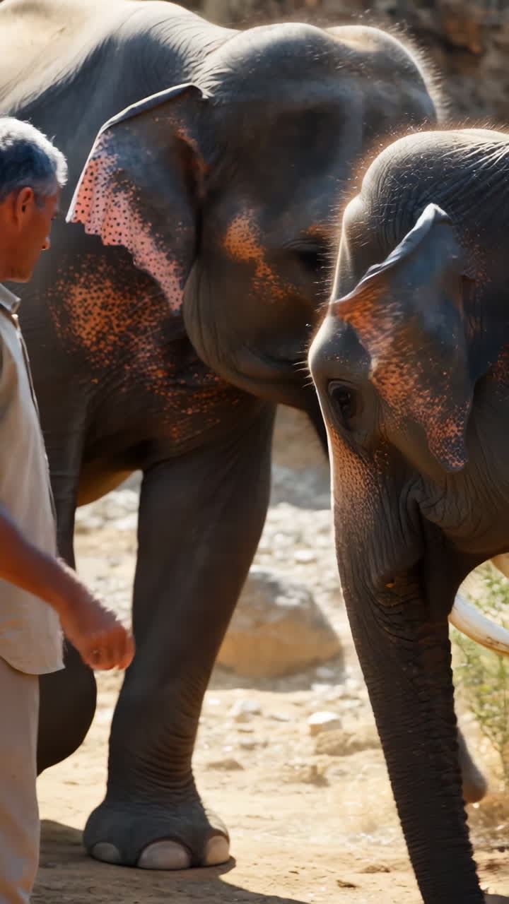 Gentle Encounters: Man and Elephants in a Sanctuary