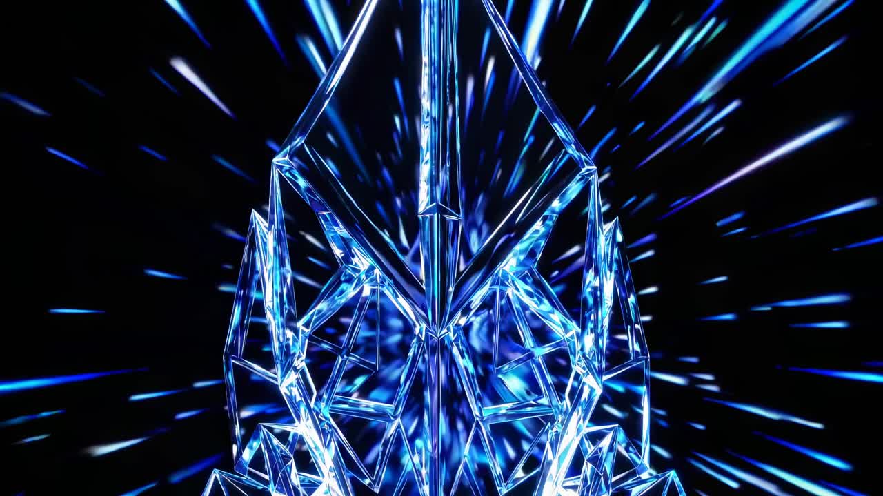 Abstract Glowing Crystal with Light Trails